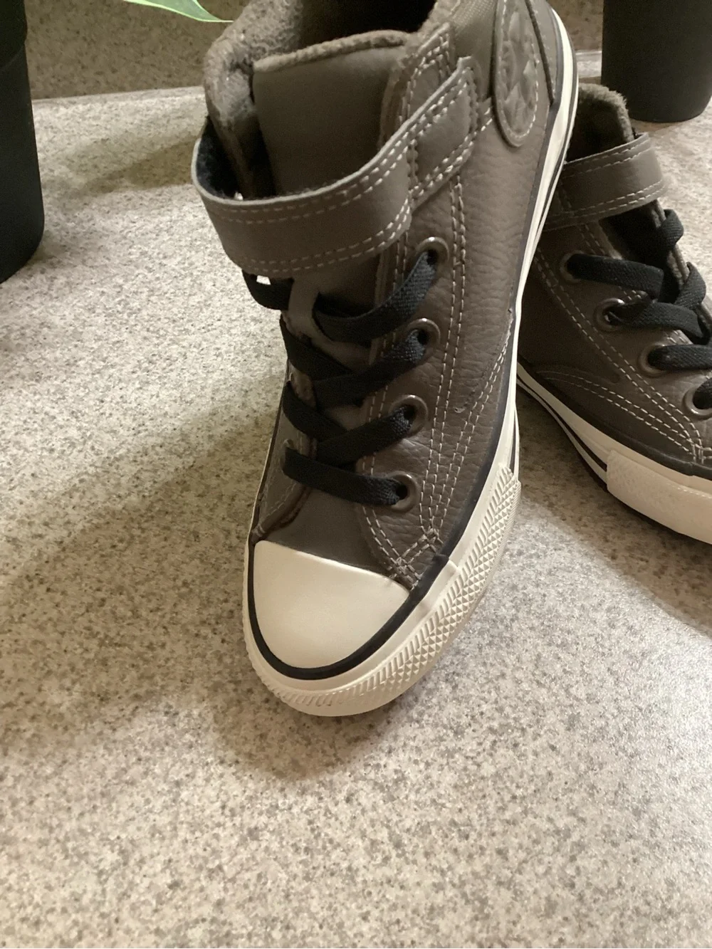 Converse Kids Gray High-Top Sneakers with Orange Heel Tab